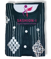 Gorgeous Stitched Kurti with Mirror Work - Coffee Brown, Red, Green & Black
